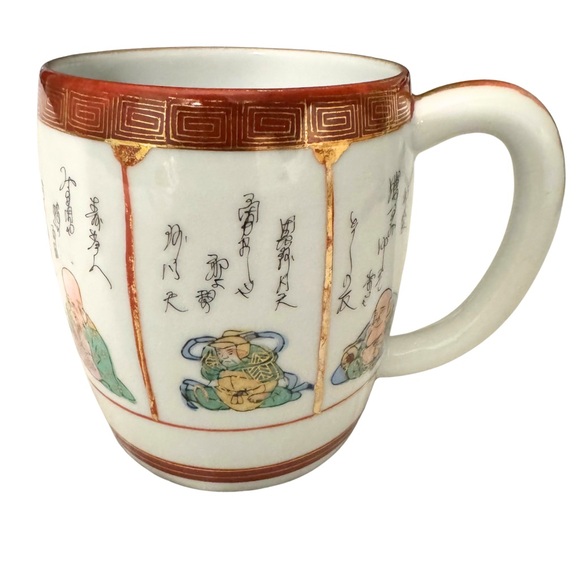 Seven Sages Other - Vintage Chinese Porcelain Mug 4” Seven Sages Qing Style Hand-Painted